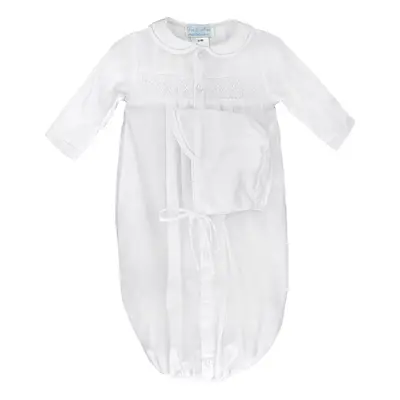 Petit Ami White Smocked Gown w/ Hat