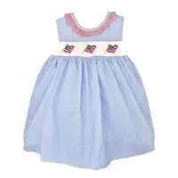 Petit Ami Blue Check Smocked Flags Dress