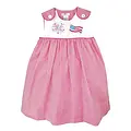Petit Ami Red Check Emb. Flag and Fireworks Dress
