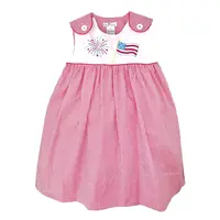 Petit Ami Red Check Emb. Flag and Fireworks Dress