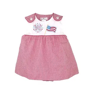 Petit Ami Red Check Emb. Flag and Fireworks Bubble