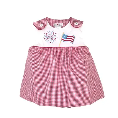 Petit Ami Red Check Emb. Flag and Fireworks Bubble