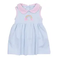 Magnolia Baby Rainbow Wishes Applique Collared Sleeveless Dress