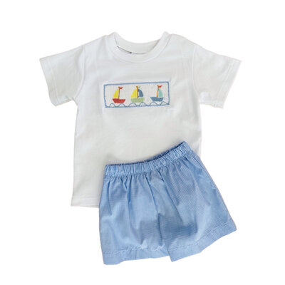 Lulu Bebe Nautical Smocked Short Set
