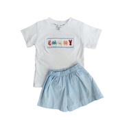 Lulu Bebe Under the Sea Smocked Short Set