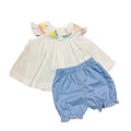 Lulu Bebe Nautical Angel Sleeve Smocked Bloomer Set