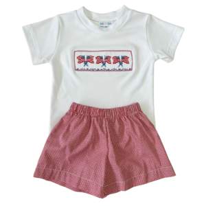 Lulu Bebe Flag Smocked Short Set