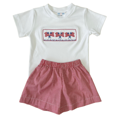 Lulu Bebe Flag Smocked Short Set