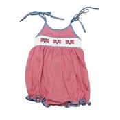 Lulu Bebe Flag Smocked Spaghetti Strap Bubble