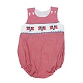 Lulu Bebe Flag Smocked Red Gingham Boy Bubble