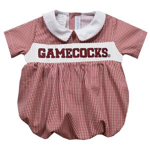 Vive La Fete South Carolina Gamecocks Garnet Gingham Smocked Boy Bubble