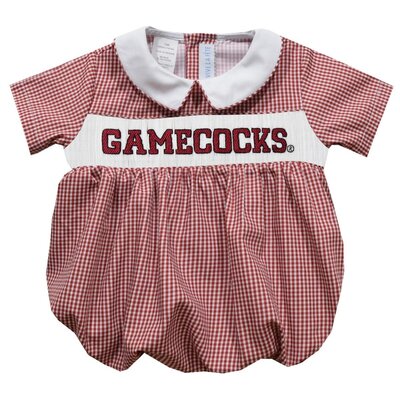 Vive La Fete South Carolina Gamecocks Garnet Gingham Smocked Boy Bubble