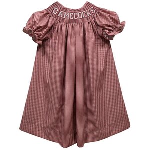 Vive La Fete South Carolina Gamecocks Smocked Maroon Gingham Bishop