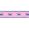 Preston Leather Blue Crab on Pink, Navy Cotton Web Belt w/ Leather Tabs