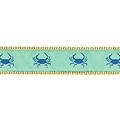 Preston Leather Blue Crab on Green, Khaki Cotton Web Belt w/ Leather Tabs