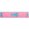 Preston Leather Blue Lobster on Pink, White Cotton Web Belt w/ Leather Tabs