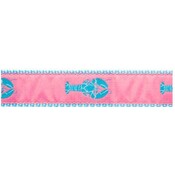 Preston Leather Blue Lobster on Pink, White Cotton Web Belt w/ Leather Tabs