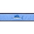Preston Leather Lt. Blue Sailfish on Navy Cotton Web Belt w/ Leather Tabs