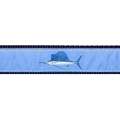 Preston Leather Lt. Blue Sailfish on Navy Cotton Web Belt w/ Leather Tabs