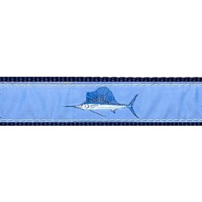 Preston Leather Lt. Blue Sailfish on Navy Cotton Web Belt w/ Leather Tabs