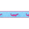 Preston Leather Pink Alligator on Lt. Blue, Raspberry Cotton Web Belt w/ Leather Tabs