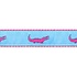 Preston Leather Pink Alligator on Lt. Blue, Raspberry Cotton Web Belt w/ Leather Tabs