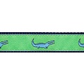 Preston Leather Blue Alligator on Green, Navy Cotton Web Belt w/ Leather Tabs