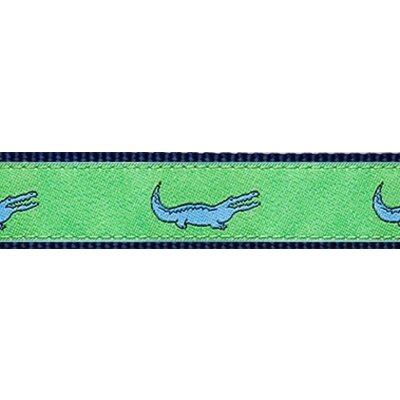 Preston Leather Blue Alligator on Green, Navy Cotton Web Belt w/ Leather Tabs