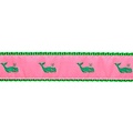 Preston Leather Kelly Whale on Pink, Green Cotton Web Belt w/ Leather Tabs