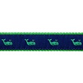 Preston Leather Green Whale on Navy, Green Cotton Web Belt w/ Leather Tabs