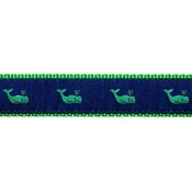 Preston Leather Green Whale on Navy, Green Cotton Web Belt w/ Leather Tabs