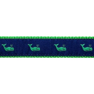Preston Leather Green Whale on Navy, Green Cotton Web Belt w/ Leather Tabs