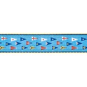 Preston Leather Yacht Club on Lt. Blue, Navy Cotton Web Belt w/ Leather Tabs
