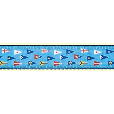 Preston Leather Yacht Club on Lt. Blue, Navy Cotton Web Belt w/ Leather Tabs