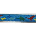 Preston Leather Dinosaurs on Blue, Natural Cotton Web Belt w/ Leather Tabs