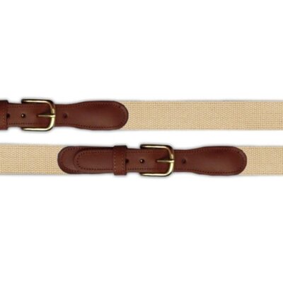 Preston Leather Khaki Classic Cotton Web Belt w/ Leather Tabs