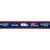 Preston Leather Emergency Vehicles on Navy, Red Cotton Web Belt w/ Leather Tabs