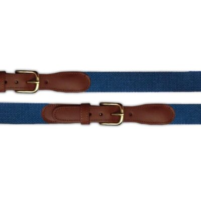 Preston Leather Navy Classic Cotton Web Belt w/ Leather Tabs