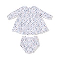 Angel Dear Country Girl Floral Simple L/S Peter Pan Collar Dress/Diaper Cover Set