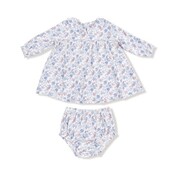 Angel Dear Country Girl Floral Simple L/S Peter Pan Collar Dress/Diaper Cover Set