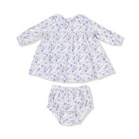 Angel Dear Country Girl Floral Simple L/S Peter Pan Collar Dress/Diaper Cover Set