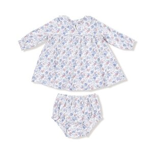 Angel Dear Country Girl Floral Simple L/S Peter Pan Collar Dress/Diaper Cover Set