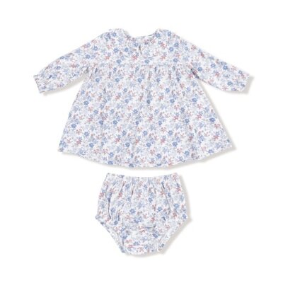 Angel Dear Country Girl Floral Simple L/S Peter Pan Collar Dress/Diaper Cover Set