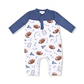Angel Dear Touchdown Time Navy Romper w/ Contrast Sleeves