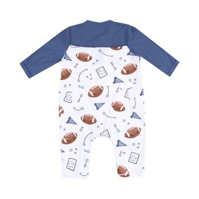 Angel Dear Touchdown Time Navy Romper w/ Contrast Sleeves