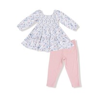 Angel Dear Country Girl Floral Cap Sleeve Dress/Bamboo Legging Set