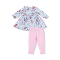 Angel Dear Charlotte Floral - Ruffle L/S Dress + Bamboo Legging