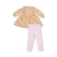 Angel Dear Sweet Amber Floral Ruffle L/S Dress/Legging Set