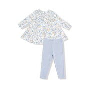 Angel Dear Sweet Rose Calico Smocked Ruffle L/S Dress/Legging Set