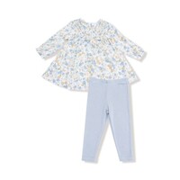 Angel Dear Sweet Rose Calico Smocked Ruffle L/S Dress/Legging Set